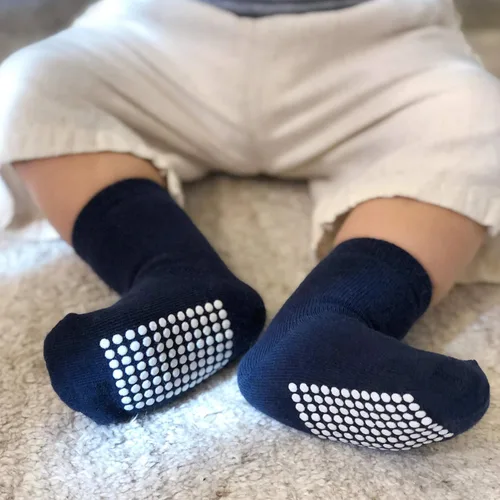 Vista 5 de JAKIDAR Paquete de 12 calcetines de algodón para bebés, calcetines para niños pequeños, antideslizantes, parte inferior