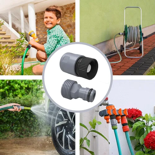 Vista 7 de LIULO TOOL 8 juegos de conectores rápidos para manguera de jardín, accesorios de manguera de agua de plástico de 3/4 pulgadas, conectores macho