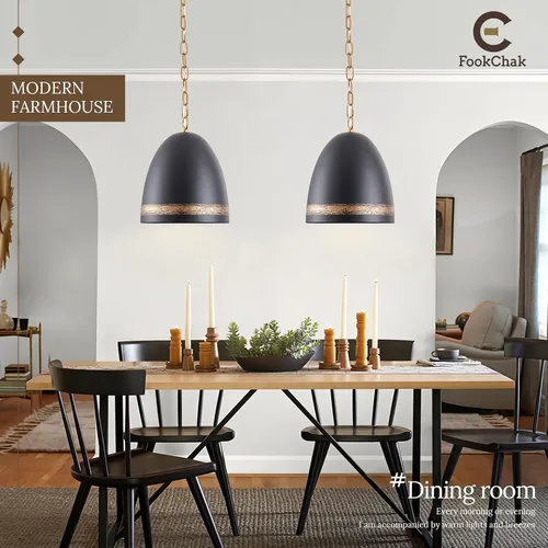 Vista 8 de Lámpara colgante de granja negra de 10 pulgadas, cuerda de cáñamo bohemio, iluminación de isla de cocina, lámpara colgante de techo de campo francés