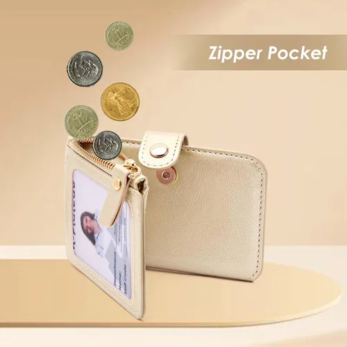 Vista 74 de Cartera con llavero, tarjetero con bloqueo RFID de piel, funda para tarjetas de crédito con cremallera para mujer