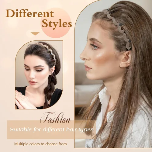 Vista 3 de Auseibeely 6 diademas en zigzag para mujer, diadema ondulada antideslizante con dientes, diadema de plástico en forma de U para niñas, adolescentes