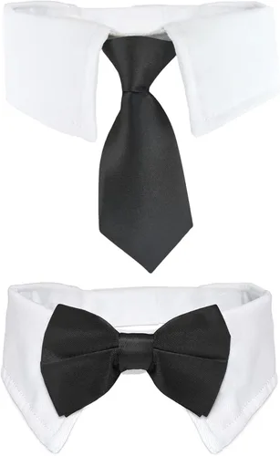 Vista 9 de Esmoquin para gatos, traje ajustable de Koolmox con lazos formales y corbatas para mascotas, corbata negra para niños pequeños y medianos, gatos