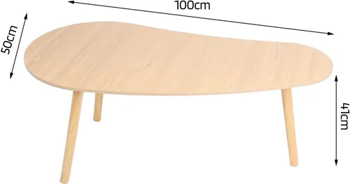 Vista 2 de Mesa de centro pequeña, mesa de té moderna de mediados de siglo para sala de estar, mesa de centro de exhibición minimalista, mesa de madera ovalada
