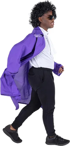 Vista 3 de Disfraz y accesorios de Halloween de príncipe - Abrigo morado peluca blusa gafas