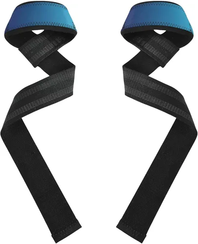 Vista 2 de Blue Gradient Weight Lifting Straps 26" Power Workouts Heavy Duty Wrist Workout Straps for Weightlifting, Bodybuilding, Powerlifting & Deadlift