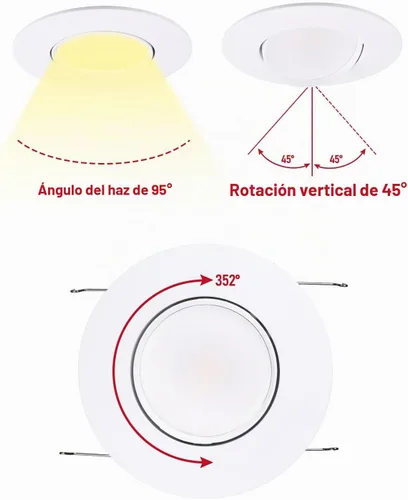Vista 4 de TORCHSTAR Paquete de 4 luces empotrables LED de 6 pulgadas 5CCT Retrofit 5 ct.