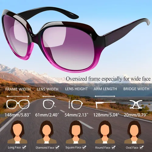 Vista 81 de Joopin Lentes de sol de gran tamaño para mujer, polarizados, grandes, para conducción, protección UV, grandes sombras