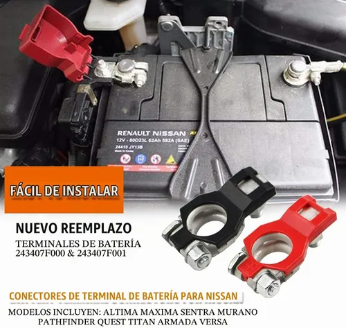Vista 3 de Conectores de terminal de batería (1 par), poste superior de terminal de cable de batería positivo y negativo con parte inferior de plástico