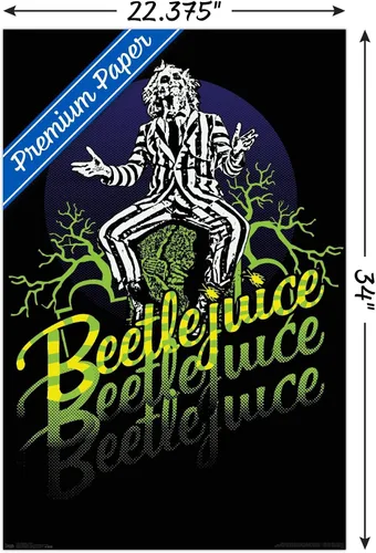 Vista 3 de Trends International Beetlejuice - Póster de pared de neón amarillo y verde, 22.375 x 34 pulgadas, versión premium sin marco