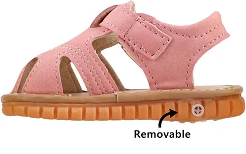 Vista 6 de WILLFUN Sandalias chirriantes de verano para bebé, niño, niña, suela de goma de primera calidad, puntera cerrada, antideslizantes, zapatos