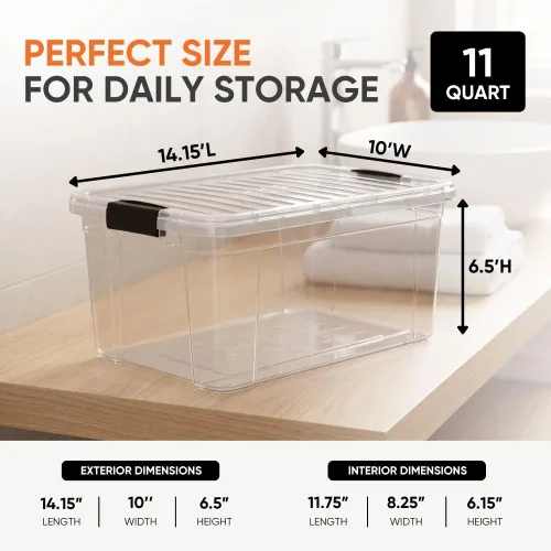 Vista 40 de Superio - Contenedores de almacenamiento de plástico transparente de 1.27 cuartos de galón con tapas, contenedores organizadores apilables, cajas
