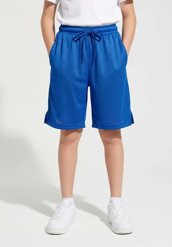Vista 3 de Andrew Scott Pantalones cortos deportivos de baloncesto para niños con rendimiento activo y estilo de malla, varios paquetes