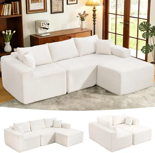 Vista 12 de Sofá modular Cloud 2026 de 108 pulgadas, sofá modular con asiento profundo, sofá modular con diván en forma de L, sofás modernos para sala de estar