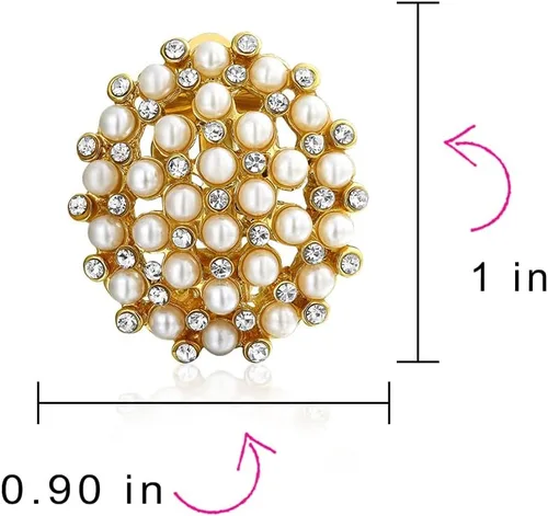 Vista 4 de Juego de bisel de cable de cuerda trenzada con clip de botón redondo de perlas blancas para mujer, chapado en oro rosa amarillo o plata