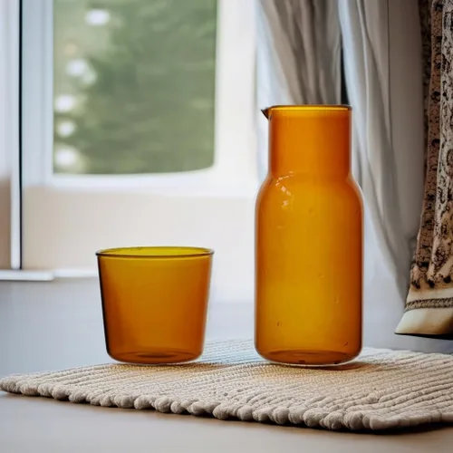 Vista 5 de Juego de jarras de agua de vidrio para mesita de noche con taza, jarra de vidrio con tapa para enjuague bucal para dormitorio, baño, jugo, vino