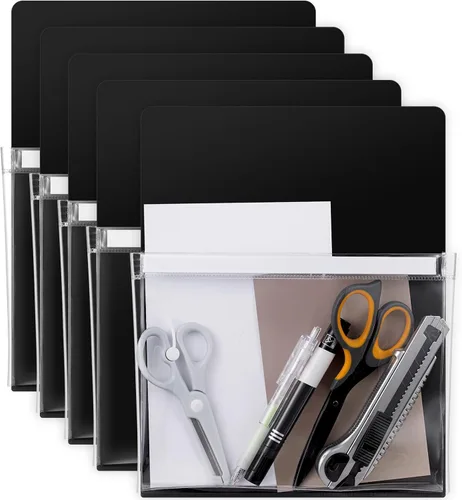 Vista 11 de Henoyso 5 soportes magnéticos para archivadores, rotuladores magnéticos de borrado en seco, organizador de bolsillo para pizarra blanca, 12 x 9.5