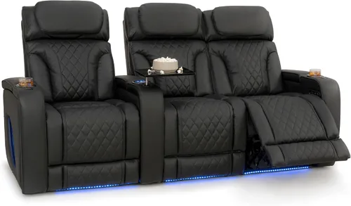 Vista 59 de Seatcraft Luminis 365 - Asiento de cine en casa (fila de 2 biplazas), color carmesí
