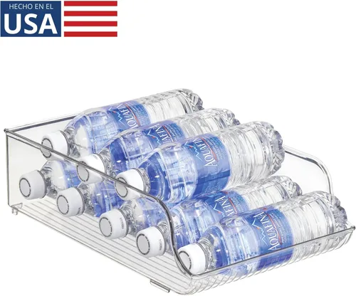 Vista 2 de Organizador de botellas de agua iDesign para refrigerador o despensa - Transparente - Fabricado en EE. UU Para nevera o despensa, transparente