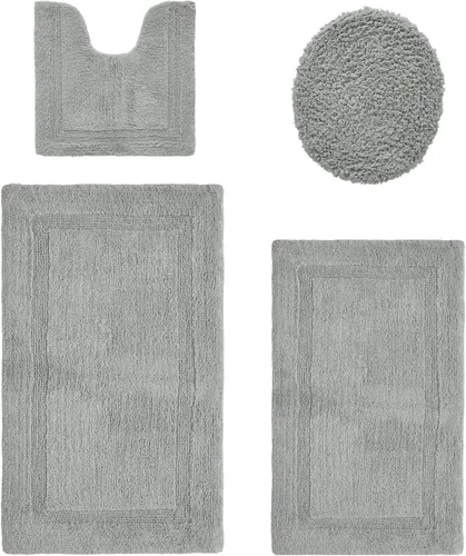 Vista 9 de Better Trends Juego de 4 alfombras de baño de lujo, 100% algodón, suaves, absorbentes de agua, reversibles, lavables a máquina, para decoración