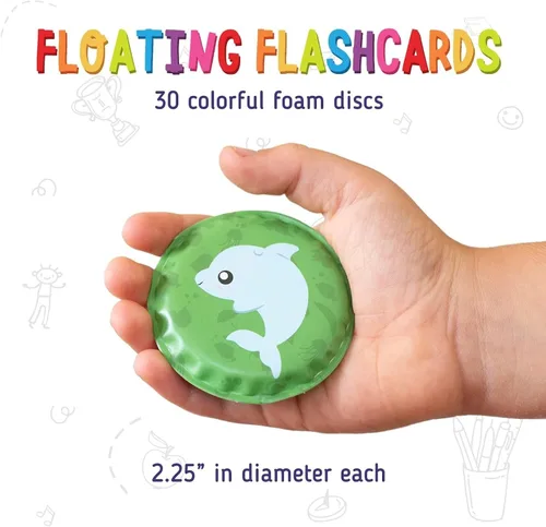 Vista 10 de merka Bath Toys Flash Cards - 30-Pack, 2.25-Inch EVA Foam, Multicolor - Baby Bath Toys & Memory Matching Game & Bathtub Flash Cards