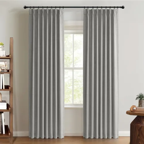 Vista 19 de 100% Blackout Shield Cortinas opacas con textura y aspecto de lino de 72 pulgadas de largo, juego de 2 paneles de cortinas opacas de lino sintético