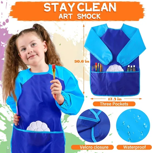 Vista 4 de POPYOLA Juego de pintura acrílica para niños, juego de pintura no tóxica para niños con caballete de mesa, pinturas acrílicas, bata, lienzos