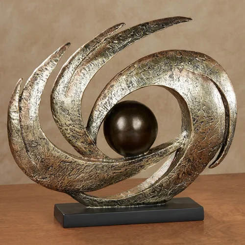 Vista 2 de Touch of Class Movimiento Terrestre Contemporáneo – Oro Envejecido – Escultura de Mesa Arte Decorativo – Estética Abstracta Moderna, Diseño