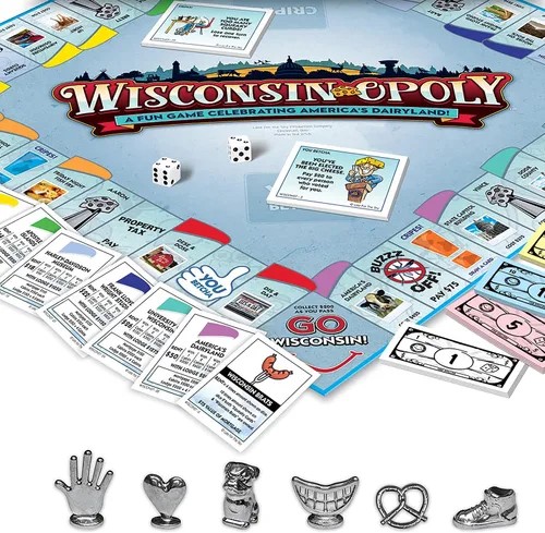 Vista 5 de Late for The Sky Wisconsin-Opoly Juego de mesa - Juego de fiesta de estrategia familiar para 2-6 jugadores, mayores de 8 años - Compra propiedades