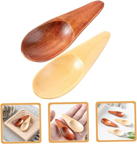 Vista 9 de Cucharas de madera pequeñas 2 cucharas de madera para postre cucharadita de sal cucharadita multifunción cucharas pequeñas cucharas de té prácticas