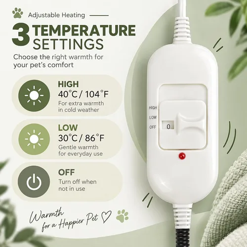Vista 4 de Electric Dog Heating Blanket, Heating Pad for Cat, Pet with Anti-Bite Tube