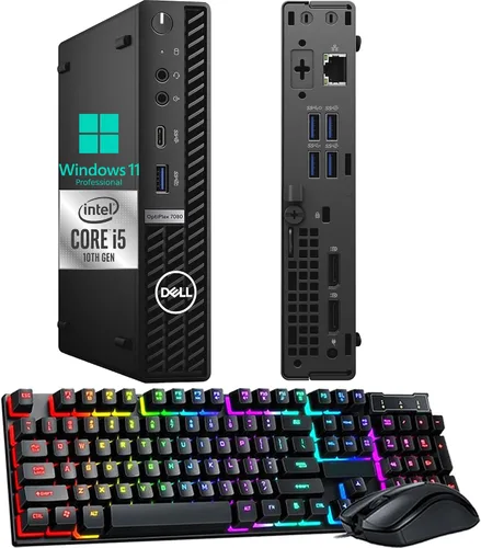 Vista 2 de Dell Computadora de escritorio Micro OptiPlex 7080, Intel Core i5-10500T de 10ª generación, 16 GB DDR4 RAM 512 GB SSD, teclado y mouse, 2