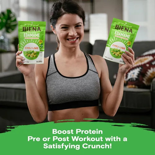 Vista 7 de Biena Frituras Crocantes de Edamame Tostado - Snack Alto en Proteína para Adultos y Niños, 12g-13g de Proteína por Porción - Hecho con Aceite