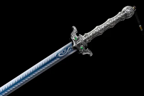 Vista 5 de Espada china Han Jian alto manganeso acero afilado hoja bestia protector de Negro