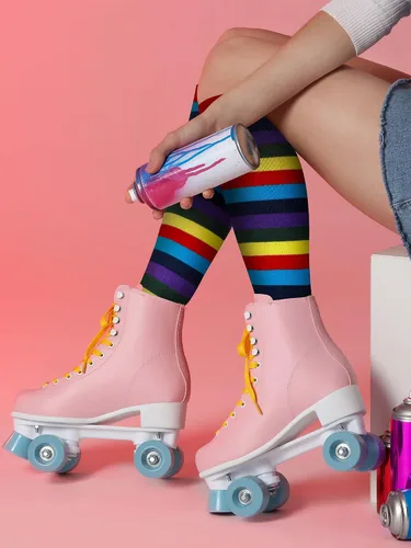 Vista 6 de 2 pares de calcetines con punta de arco iris, calcetines de 5 dedos, calcetines altos a rayas coloridas para Navidad, niñas y mujeres (arcoíris)