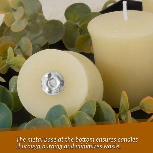 Vista 5 de 4 velas votivas de cera de abejas, blanco crema, quema de 12 horas, oración y conmemoración Tono crema suave, brillo de 12 horas, mejor en un