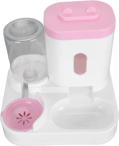 Vista 7 de Juego de comedero y dispensador de agua para mascotas, dispensador automático desmontable de agua de alimentos para gatos con ventana transparente