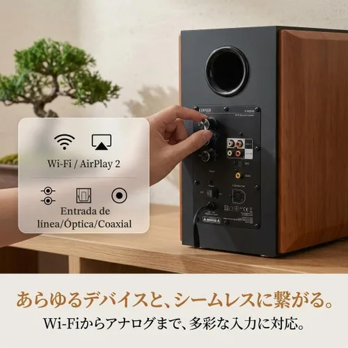 Vista 3 de Edifier S1000W WiFi Audiophile Active, bocinas de estante 2.0, 120W RMS sistema de sonido HiFi Bluetooth inalámbrico compatible con Alexa