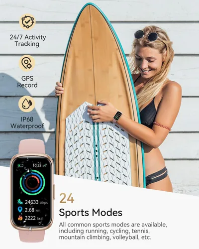 Vista 2 de Rastreador de Fitness, Relojes Inteligentes para Mujeres con Monitor de Frecuencia Cardíaca 24/7, Rastreador de Sueño, Entrenamiento de Respiración