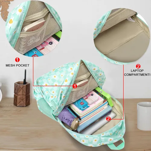 Vista 3 de Mochila escolar para niños con fiambrera para niñas, bolsa de libros, mochila escolar preescolar, jardín de infantes, mochila para niños pequeños