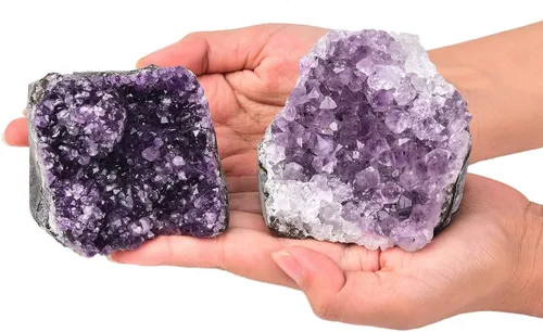 Vista 6 de JIC Gem Racimos de cristal de amatista natural, piedra de cuarzo en bruto de color púrpura profundo, geoda, espécimen para decoración del hogar