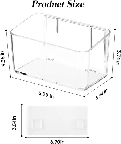 Vista 2 de PAVSTINE Paquete de 2 estantes de ducha transparentes, estantes adhesivos para ducha de baño, organizador de ducha de baño montado en la pared
