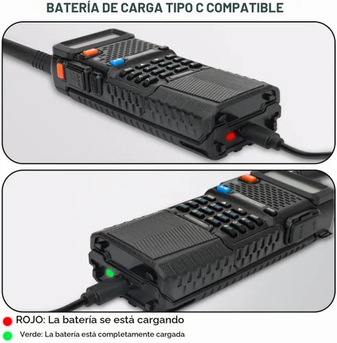 Vista 8 de BAOFENG Batería UV-5R BL-5 3800mAh USB-C de carga extendida de alta capacidad para radios UV5R BF-F8HP serie UV-5R con cable de carga tipo C