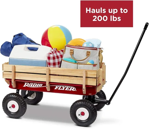 Vista 4 de 32 vagones de acero y madera todo terreno Radio Flyer , Rojo