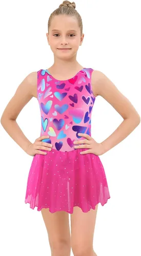 Vista 3 de EQSJIU Ropa de gimnasia para niñas, leotardo de ballet con falda para niñas de 1 a 10 años