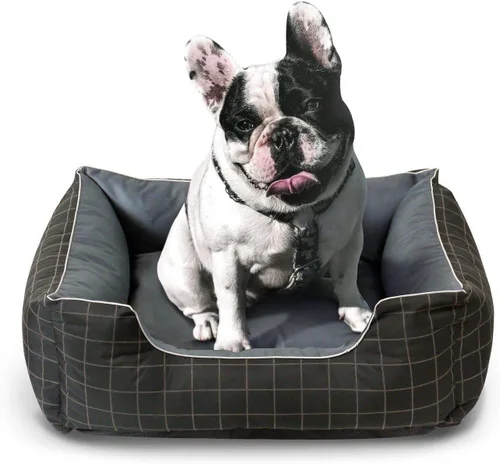 Vista 2 de Cama para mascotas Fluffy Paws, cama con forma de caja con alfombra premium con cojín para perros y gatos