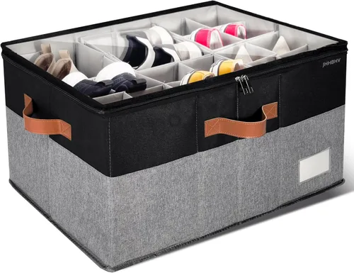 Vista 5 de Organizador de zapatos para armario, contenedores de almacenamiento ajustables para zapatos, grandes contenedores plegables de almacenamiento