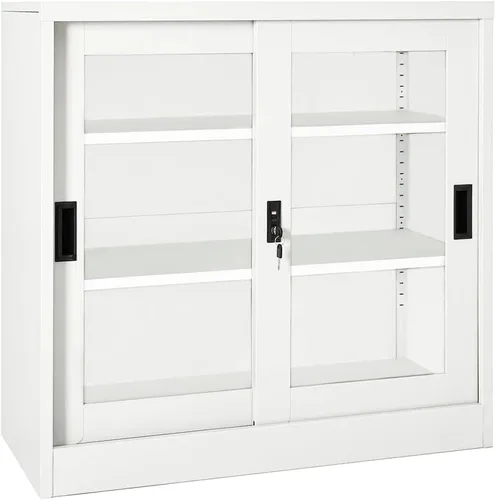 Vista 12 de Archivador de metal de 2 cajones, archivador de acero para oficina con cerradura para el hogar y la oficina, 35.4 x 18.1 x 28.5 pulgadas (blanco)