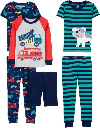 Vista 13 de Simple Joys by Carter's Conjunto de pijama de algodón ajustado de 6 piezas para bebés, niños pequeños y niñas, paquete de 3