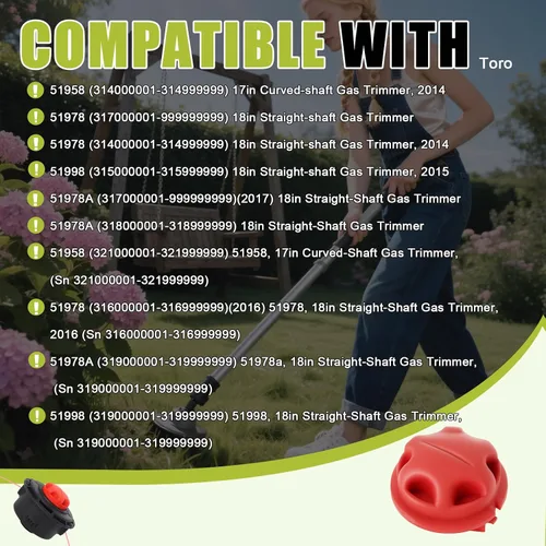 Vista 5 de Pomo rojo 518803003 de repuesto compatible con recortadora de malezas Toro 51954 51974