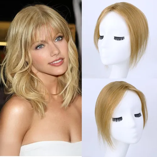 Vista 12 de G&T - Flequillo con clip para el cabello humano, flequillo delgado con fleco de diamantes de imitación, extensiones de cabello para mujer, flequillo